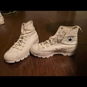 Platform chunky white canvas converse